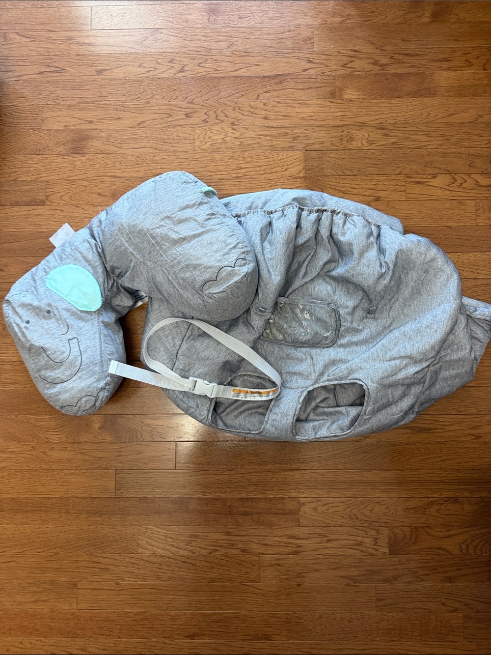 Gray Infant Support Nest with Headrest and Safety Strap